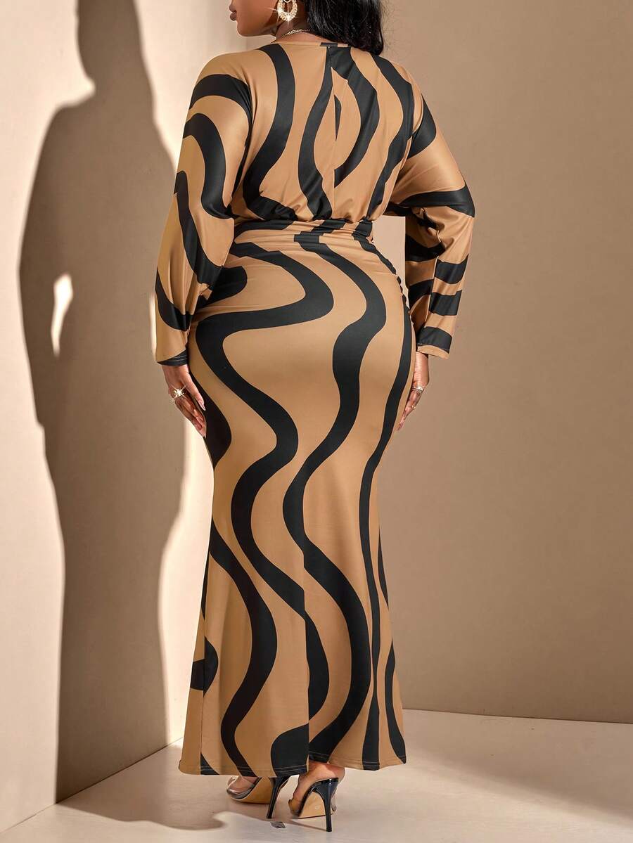 Women'S Fashion Jersey - Plus Size Womens Abstract Pattern Batwing