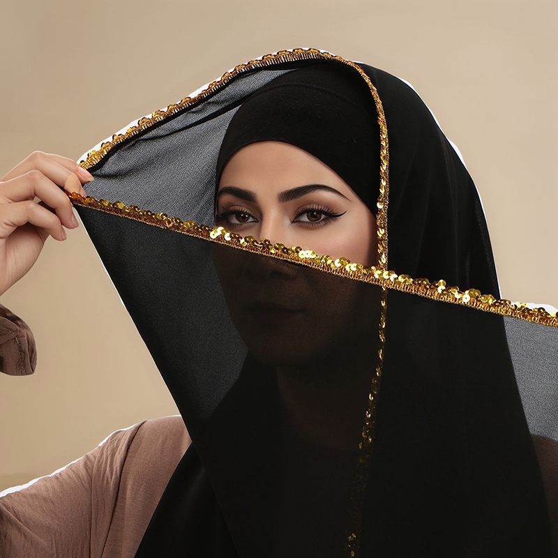 Women'S Fashion Jersey - Luxury Rhinestone Modal Cotton Jersey Hijab