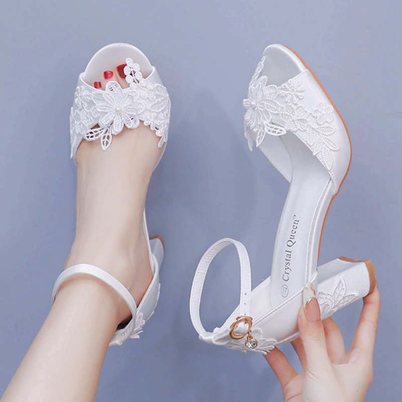 Women'S Fashion Q - Women White Silk High Heels Summer