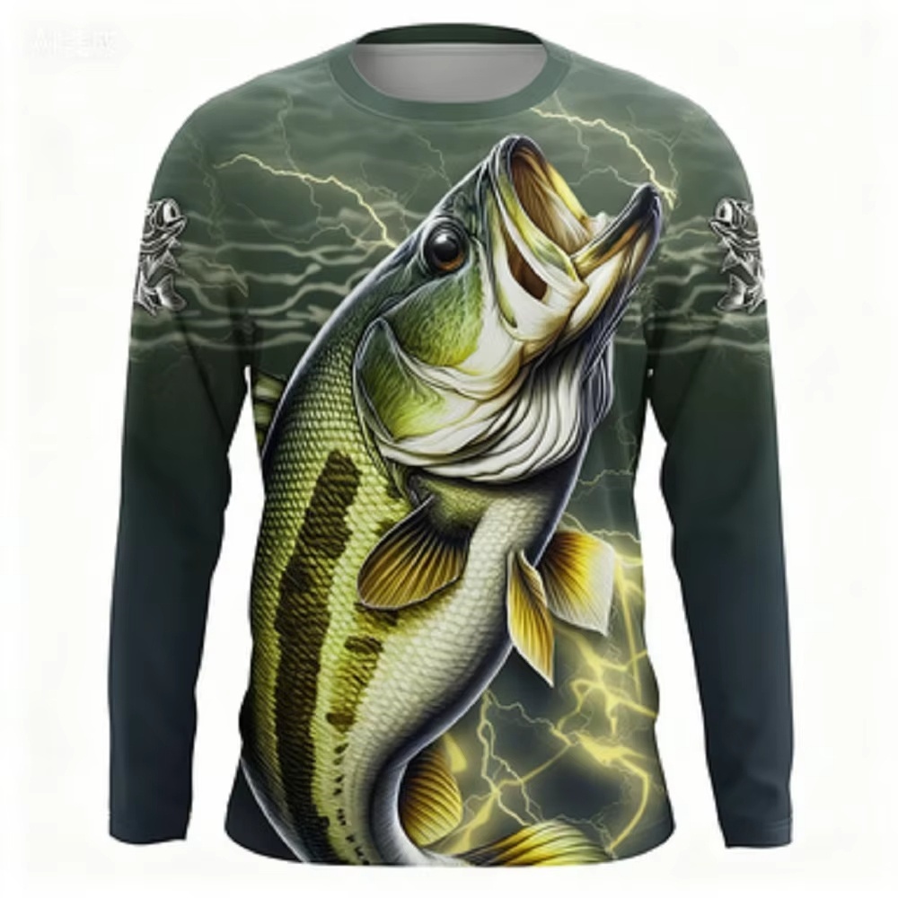 Women'S Fashion Jersey - Fashionable Bass Pattern Crew Neck Long
