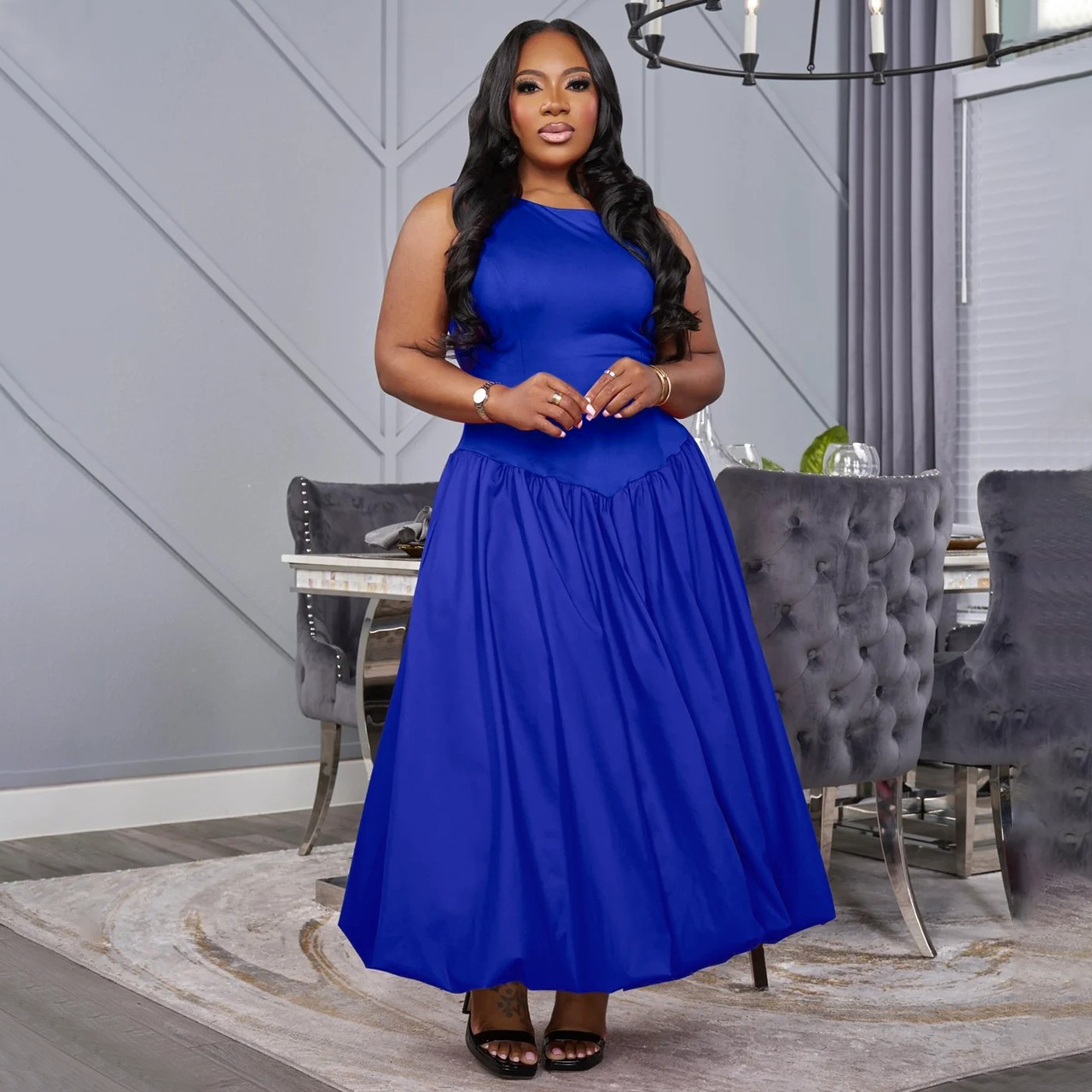 Bodycon Dress Women - Women's plus Size Round neck Long