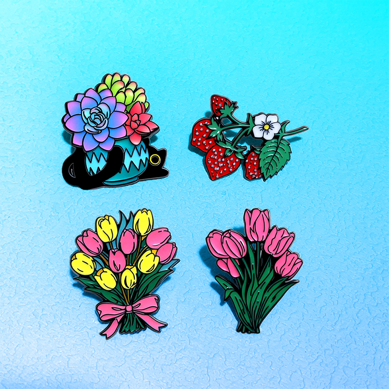 Women'S Fashion Labels - AniPins Bouquet Flowers Strawberry Pins For
