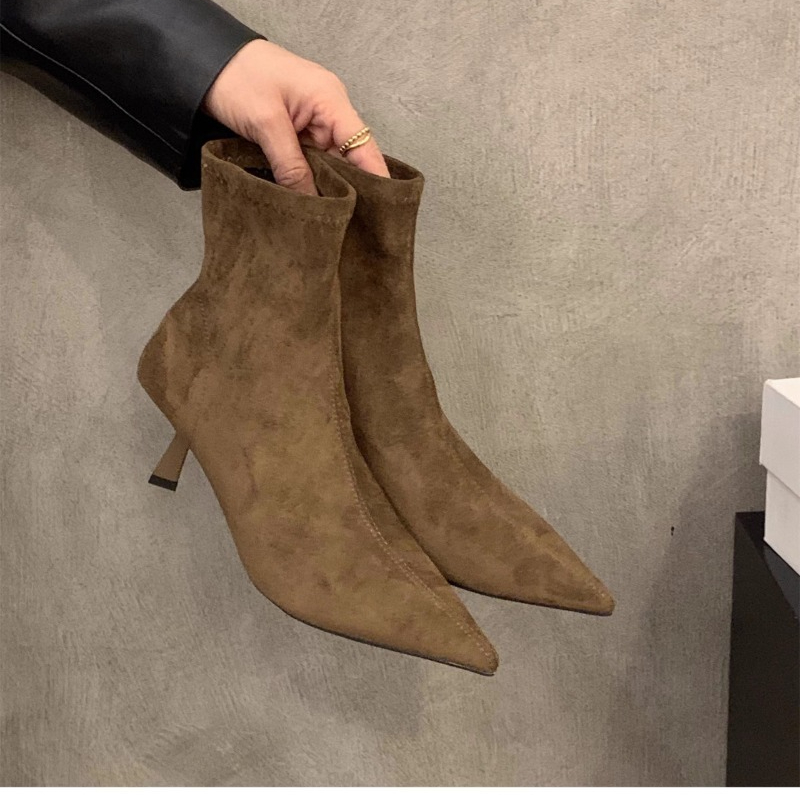 Women'S Fashion Socks - Women's Suede Stretch Ankle Boots Pointed