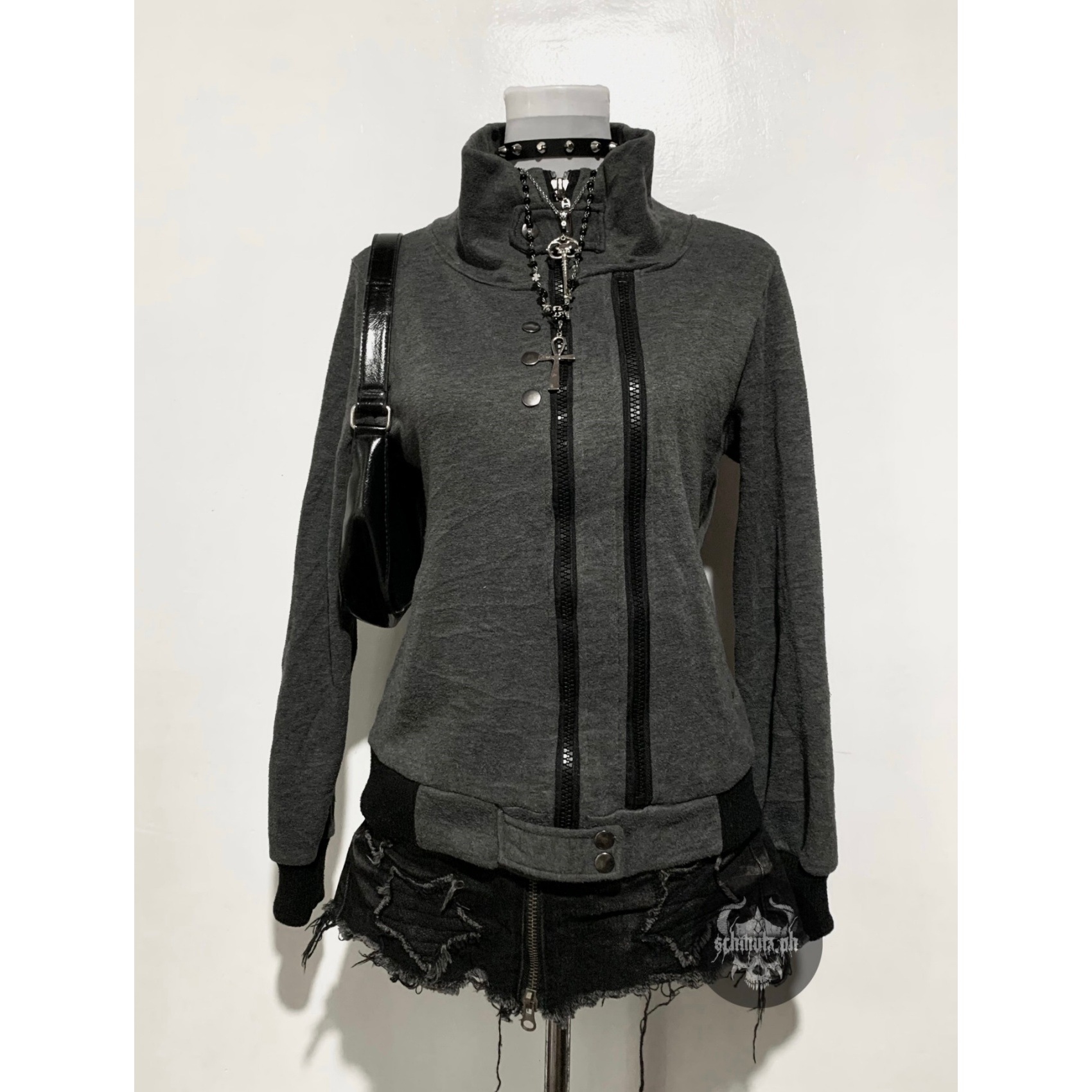 Women'S Fashion Zip Up Hoodies - Vintage ancient style double zipper design