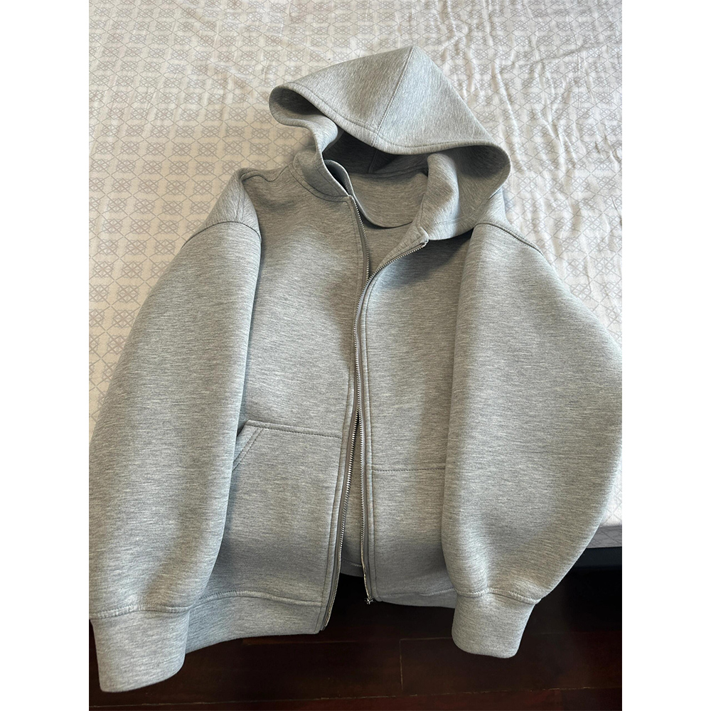 Women'S Fashion Zip Up Hoodies - Women's Grey Hooded Coat Solid Long