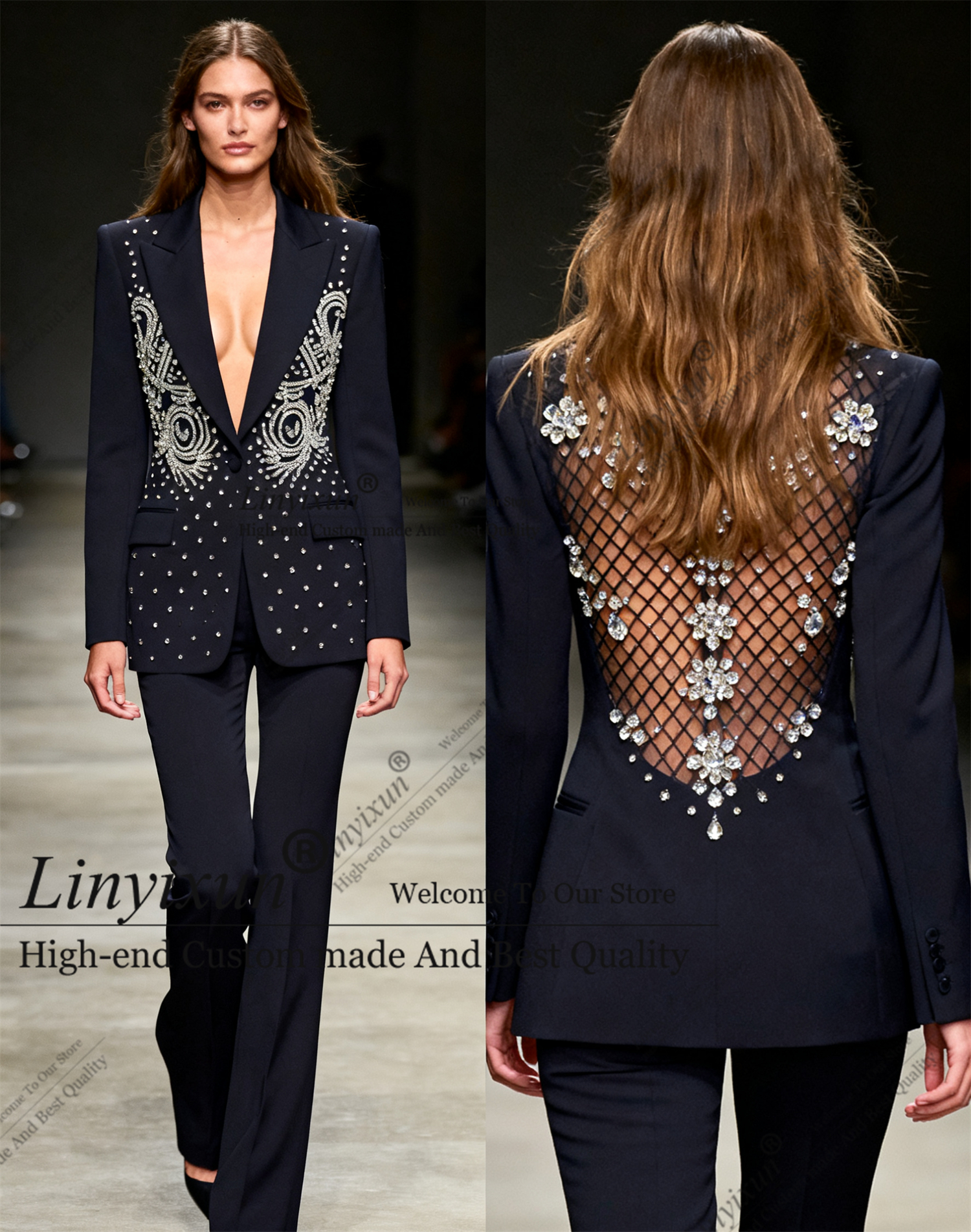Women'S Fashion Jersey - Customized Fashionable Shiny Diamonds Rhinestones Women's