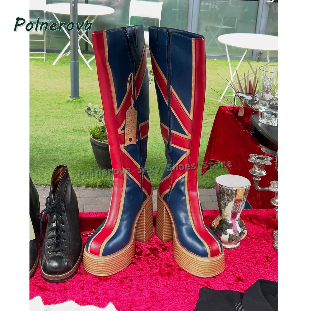 Women Fashion Trend 2025 - Union Jack Platform Fashion Boots Round