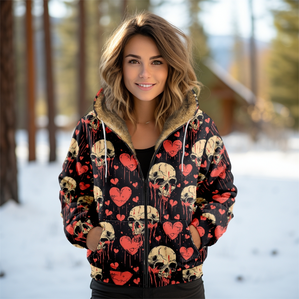 Women'S Fashion Zip Up Hoodies - Y2K Gothic Women's Hoodie Heart Skull