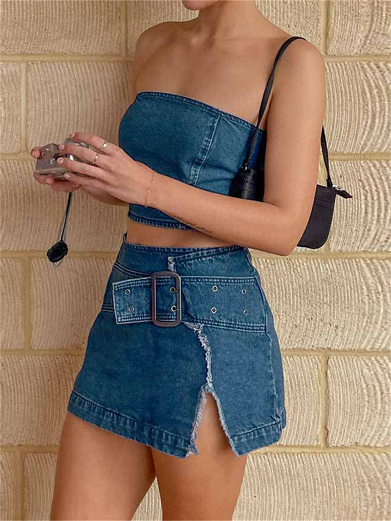 Sexy Denim 2 Piece Sets Women  - مراجعة Women Fashion Jeans Top وسعره