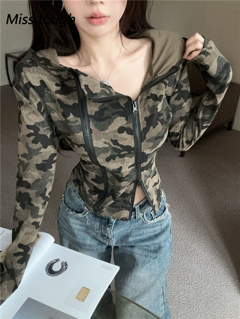 Women Camo Zip-up Hoodie Cropp - مراجعة Women'S Fashion Zip Up Hoodies وسعره