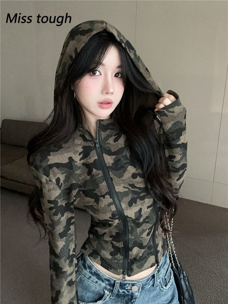 Women Camo Zip-up Hoodie Cropp - مراجعة Women'S Fashion Zip Up Hoodies وسعره