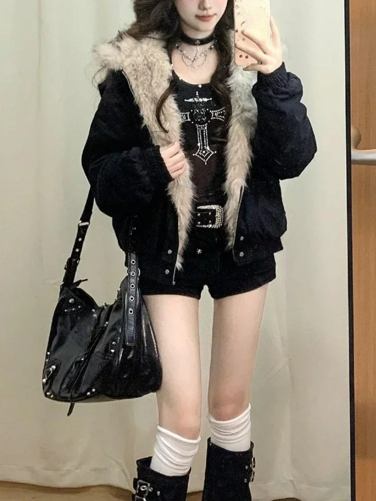 Y2k Gothic Vintage Black Zip U - مراجعة Women'S Fashion Zip Up Hoodies وسعره