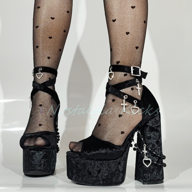 Gothic Black Velvet Platform H - مراجعة Women'S Fashion Q وسعره