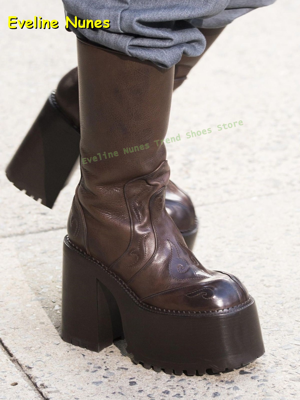 Embroidery Platform Knee High  - مراجعة Women Fashion Trend 2025 وسعره