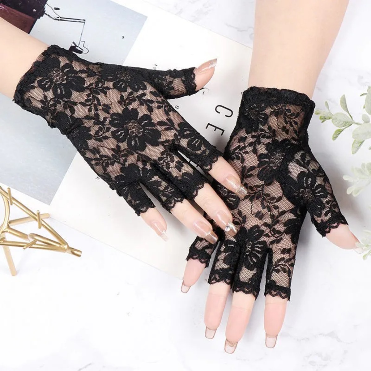 Women Sexy Lace Half Finger Gl - مراجعة Women'S Fashion Retailers وسعره