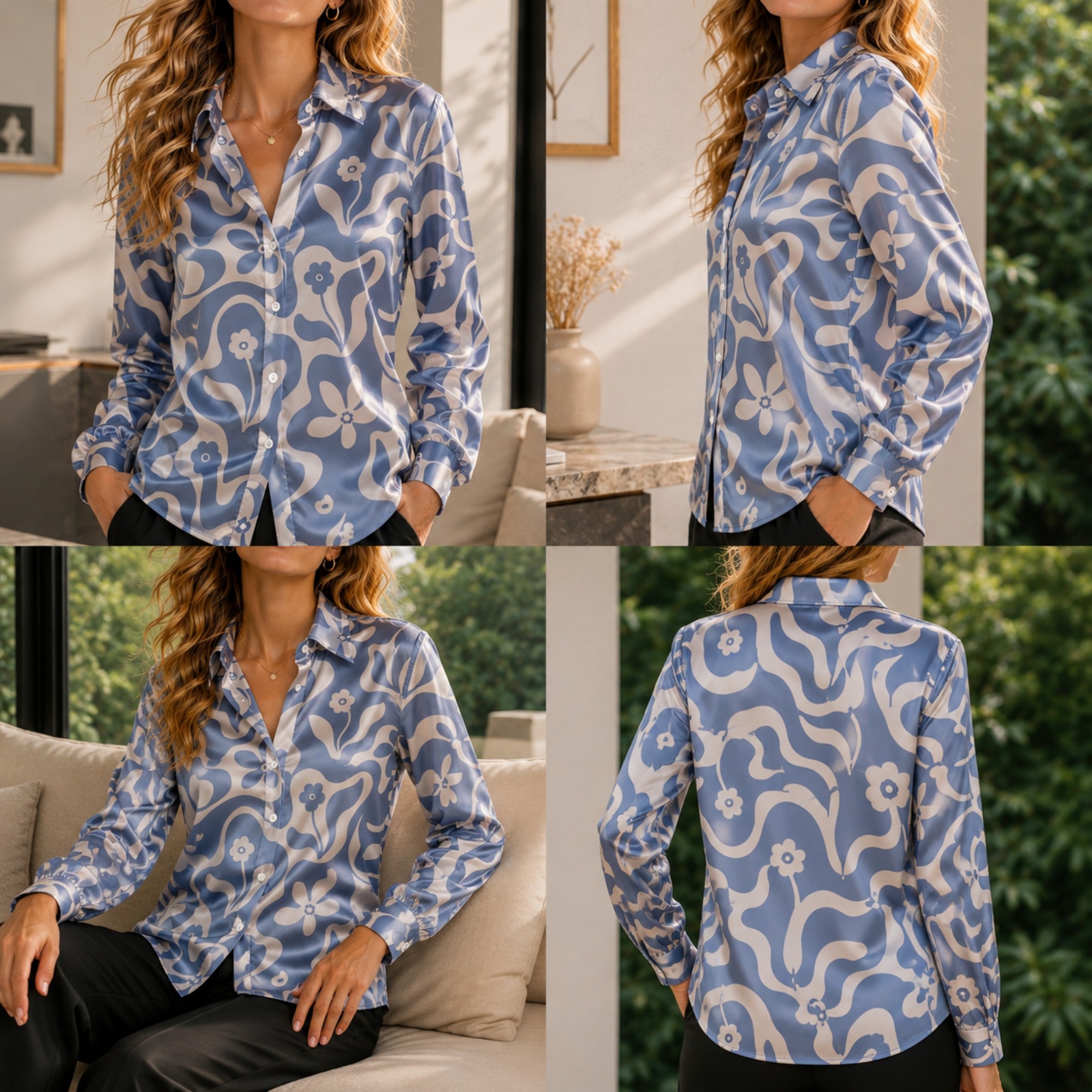 Women Green Satin Blouse White - مراجعة Women'S Fashion Q وسعره