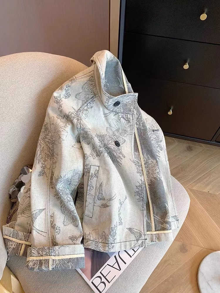 Women Light Grey Print Denim J - مراجعة Women Fashion Jeans Top وسعره