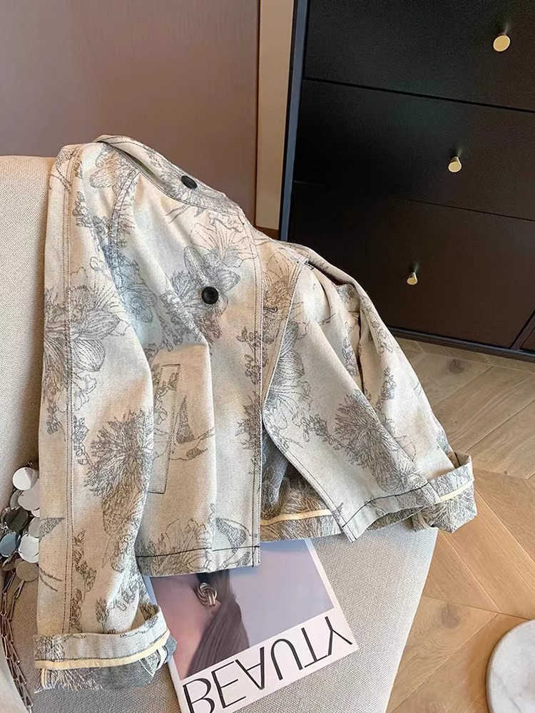 Women Light Grey Print Denim J - مراجعة Women Fashion Jeans Top وسعره