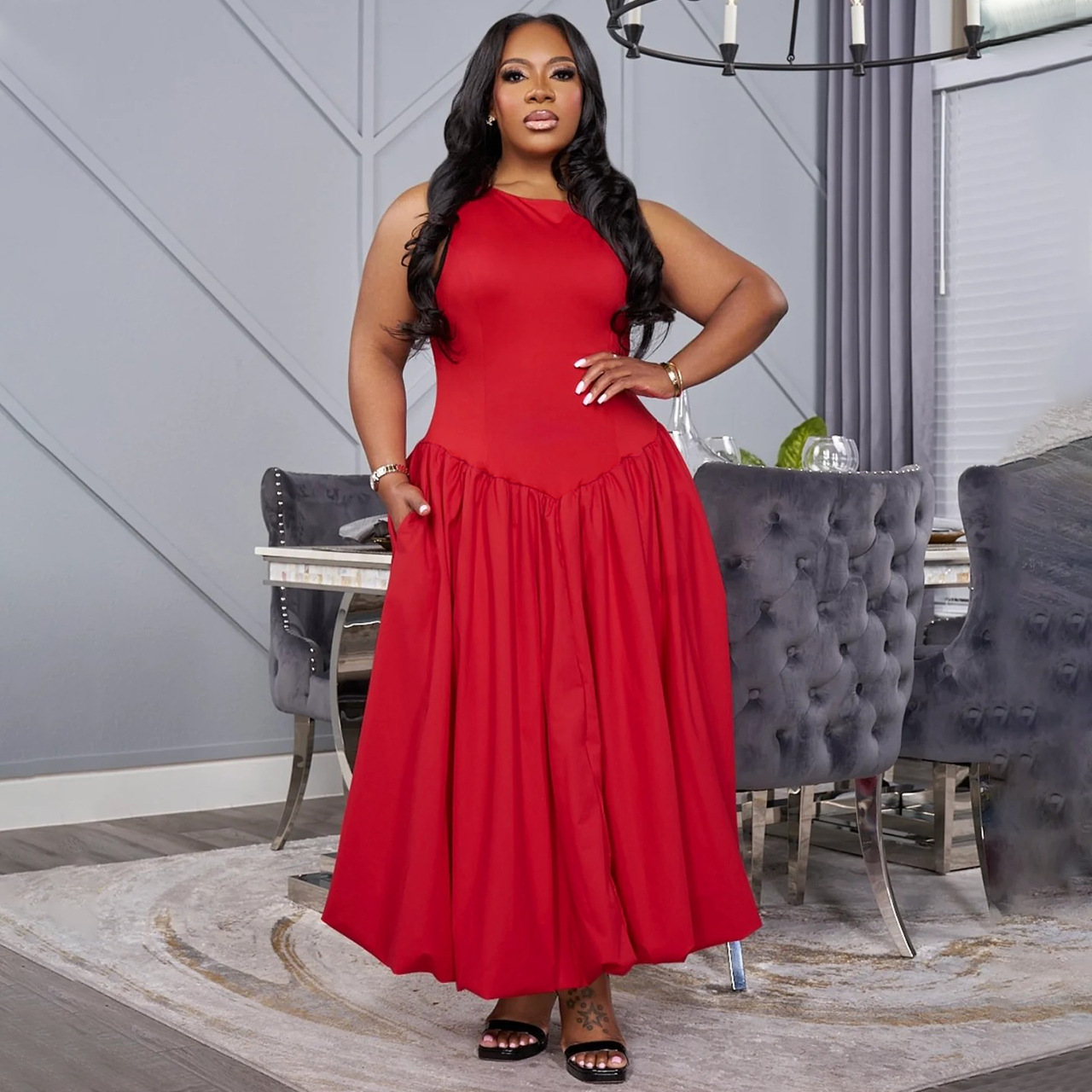 Women's plus Size Round neck L - مراجعة Bodycon Dress Women وسعره
