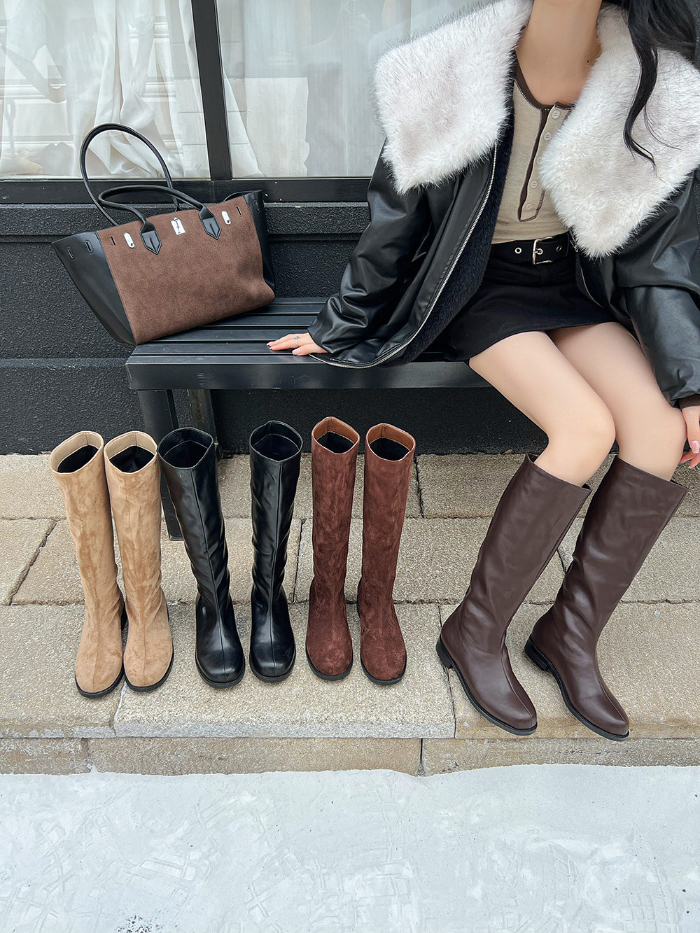 Fashion Women Knee Boots Flock - مراجعة Women'S Fashion Socks وسعره