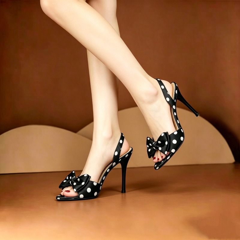 French Polka Dot Bow Pointed T - مراجعة Women'S Fashion Q وسعره