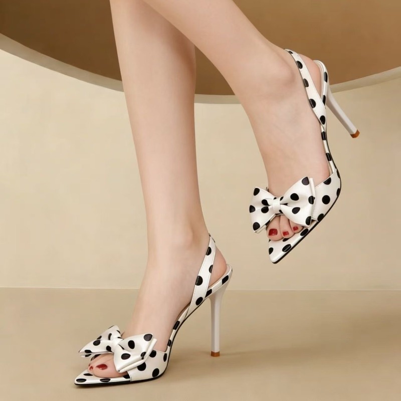 French Polka Dot Bow Pointed T - مراجعة Women'S Fashion Q وسعره