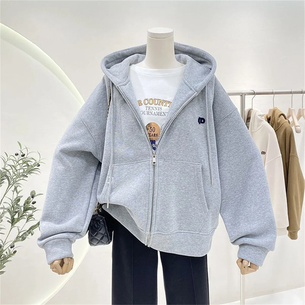 Fashion Autumn Solid Hoodie Sw - مراجعة Women'S Fashion Zip Up Hoodies وسعره