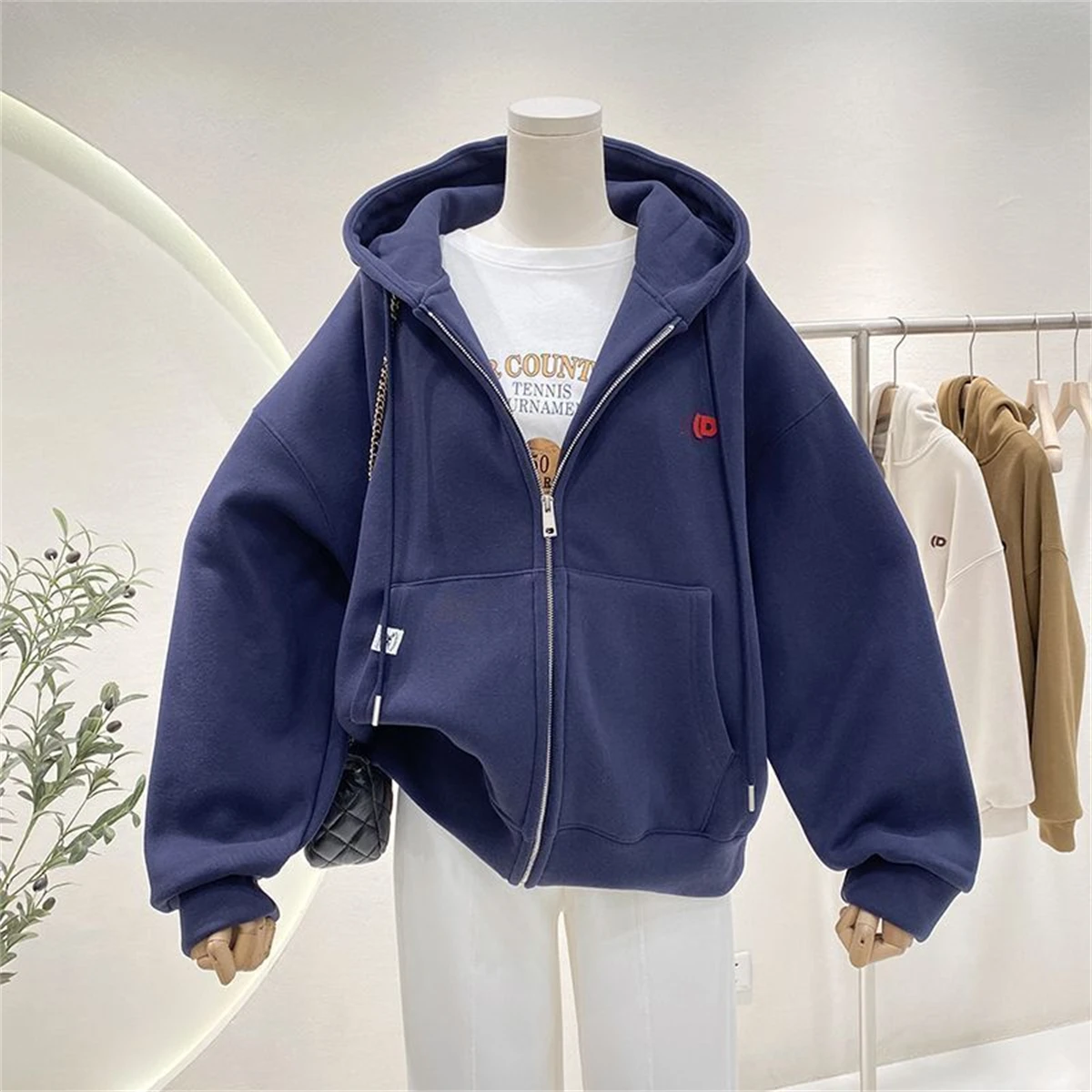 Fashion Autumn Solid Hoodie Sw - مراجعة Women'S Fashion Zip Up Hoodies وسعره