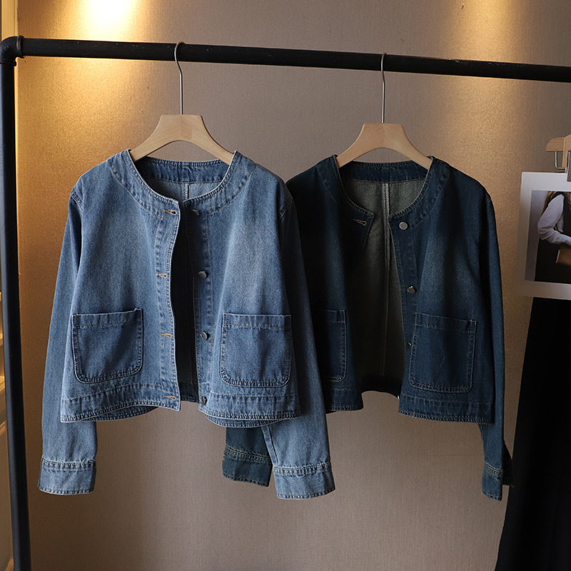Fashion O-neck Denim Jacket Wo - مراجعة Women Fashion Jeans Top وسعره