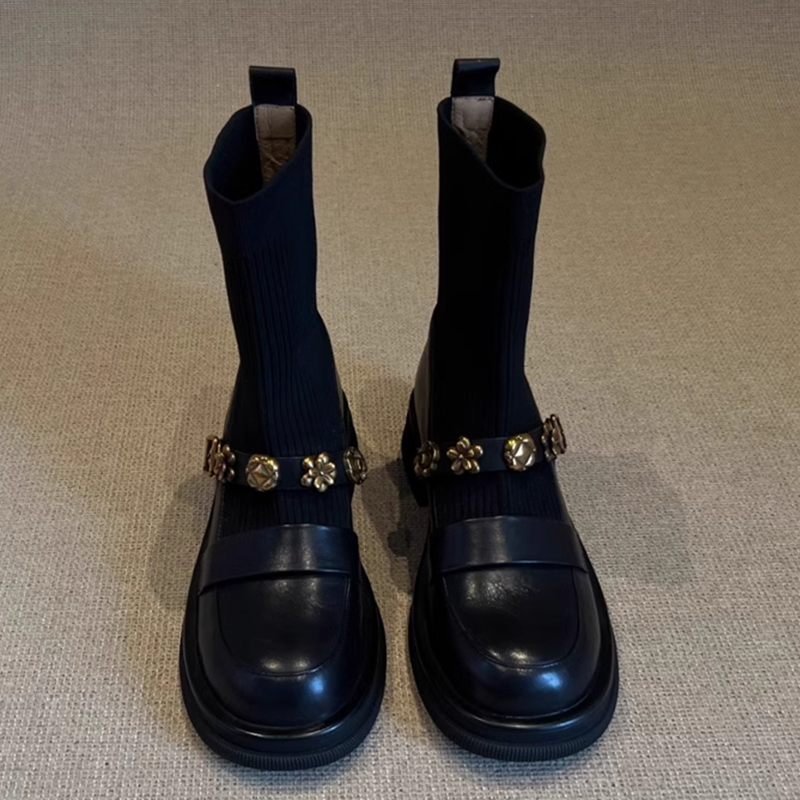 Flower Women's Ankle Boots Fla - مراجعة Women'S Fashion Socks وسعره