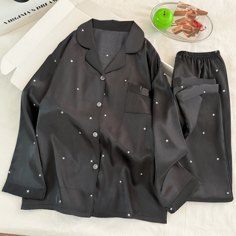 Fashionable Simple Star Black  - مراجعة Women'S Fashion Pajamas وسعره