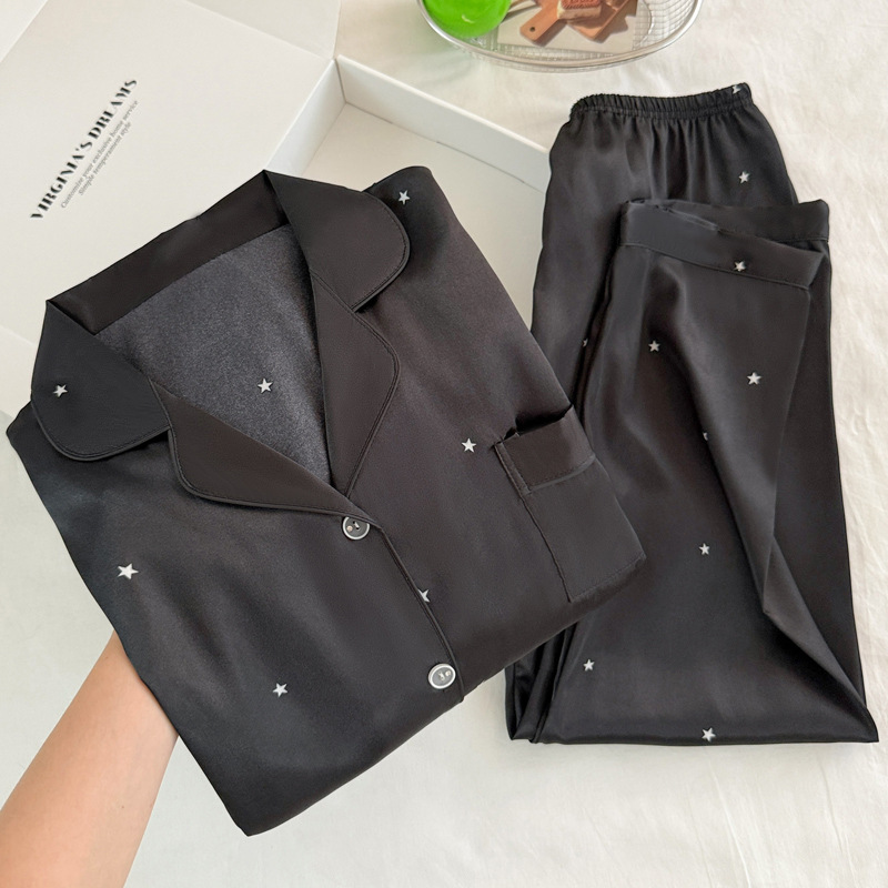 Fashionable Simple Star Black  - مراجعة Women'S Fashion Pajamas وسعره