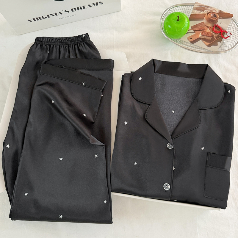 Fashionable Simple Star Black  - مراجعة Women'S Fashion Pajamas وسعره