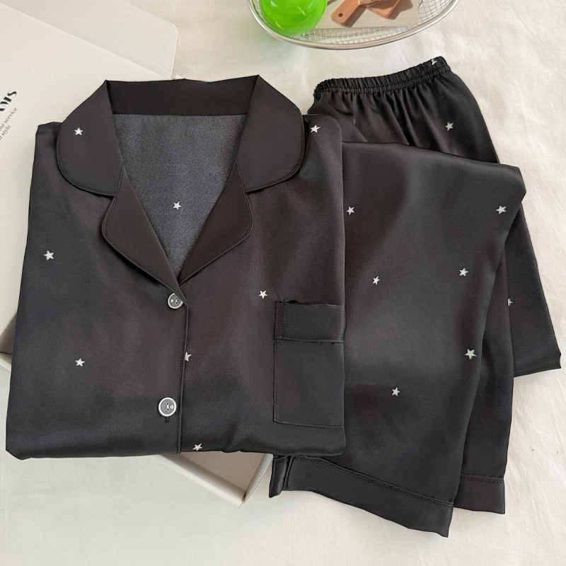 Fashionable Simple Star Black  - مراجعة Women'S Fashion Pajamas وسعره
