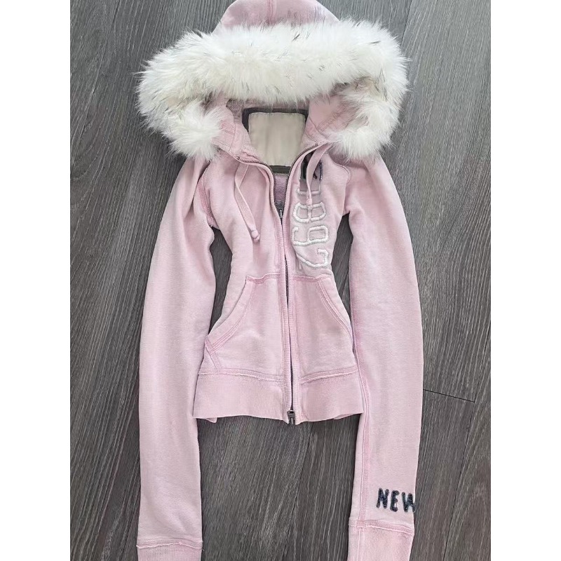 American Vintage Pink Furry Ho - مراجعة Women'S Fashion Zip Up Hoodies وسعره