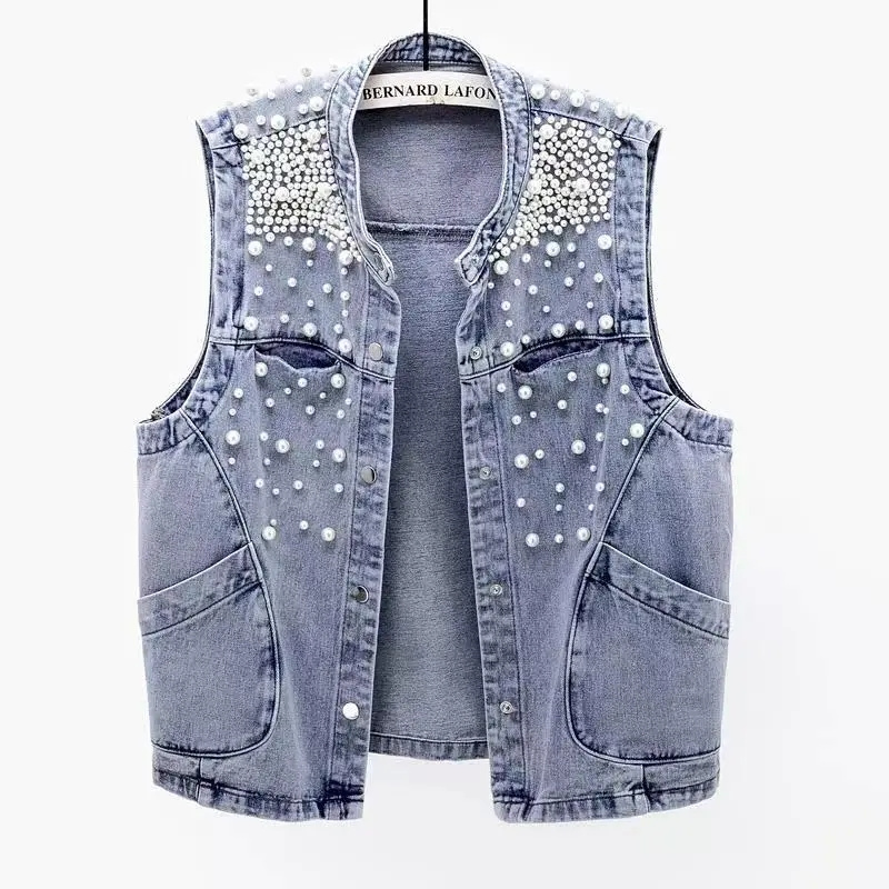 2023 New Summer Women's Beaded - مراجعة Women Fashion Jeans Top وسعره