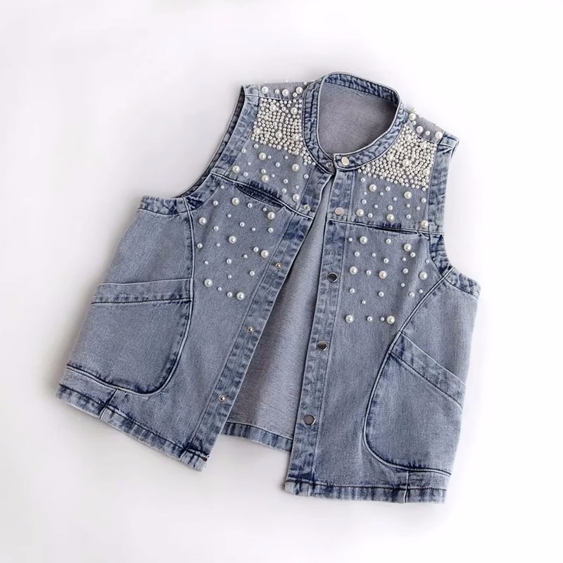 2023 New Summer Women's Beaded - مراجعة Women Fashion Jeans Top وسعره