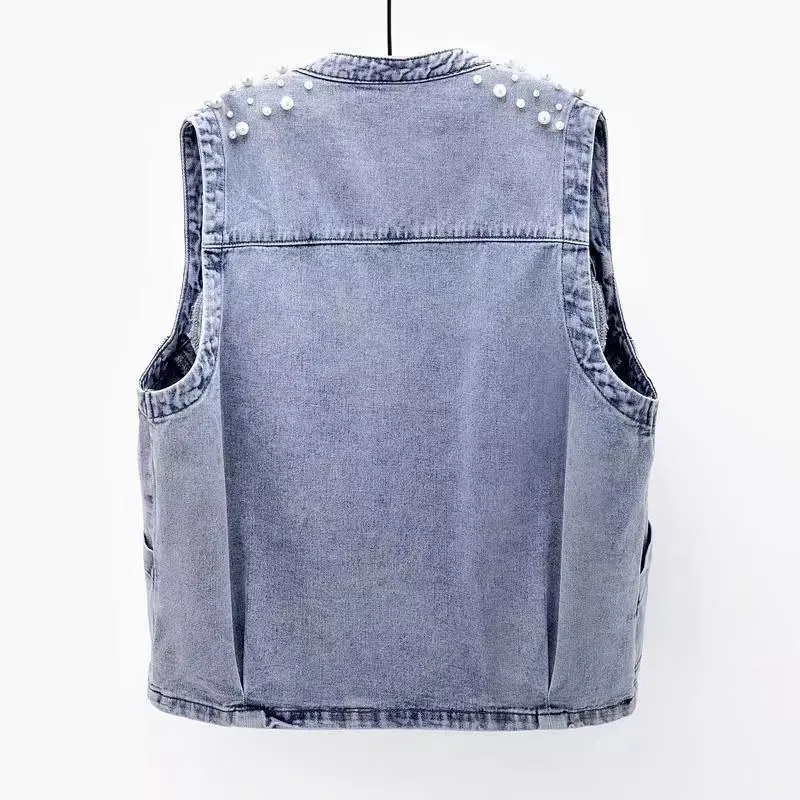 2023 New Summer Women's Beaded - مراجعة Women Fashion Jeans Top وسعره