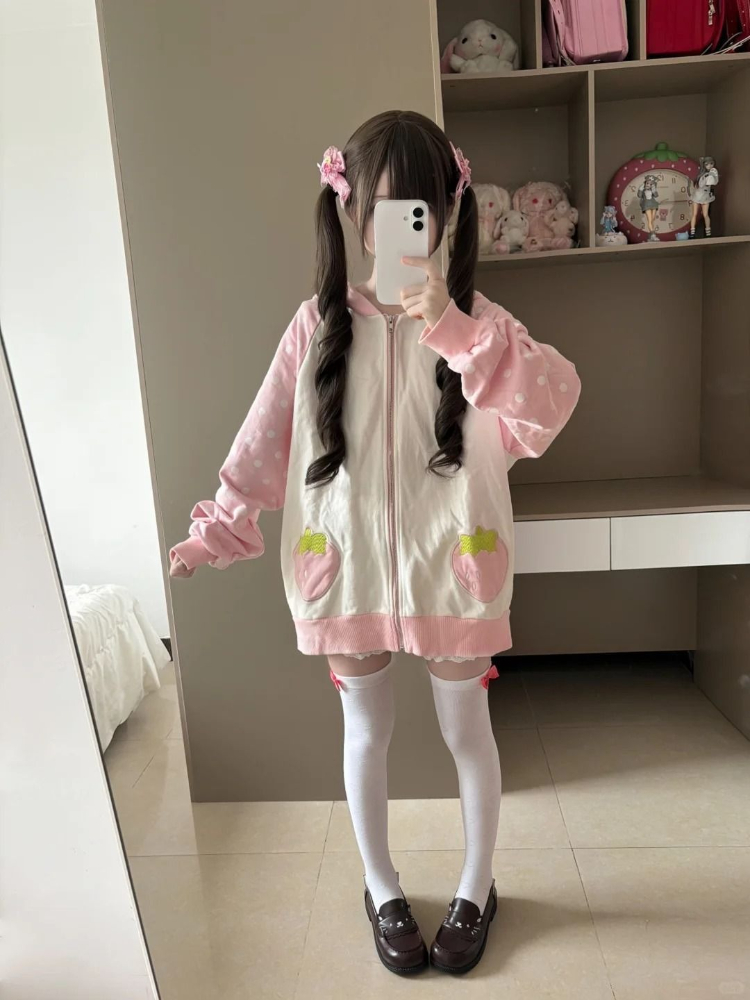 Japanese Sweet Kawaii Hooded C - مراجعة Women'S Fashion Zip Up Hoodies وسعره