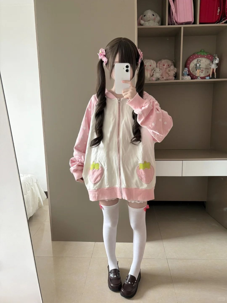 Japanese Sweet Kawaii Hooded C - مراجعة Women'S Fashion Zip Up Hoodies وسعره