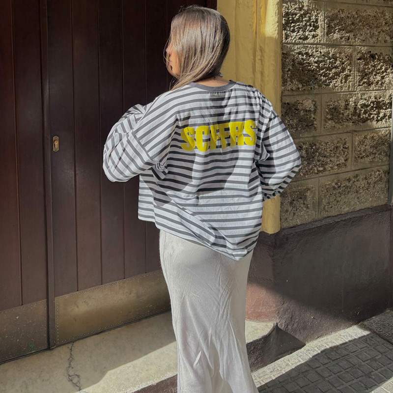 SCFFRS Striped Sweatshirt Tops - مراجعة Women'S Fashion Q وسعره