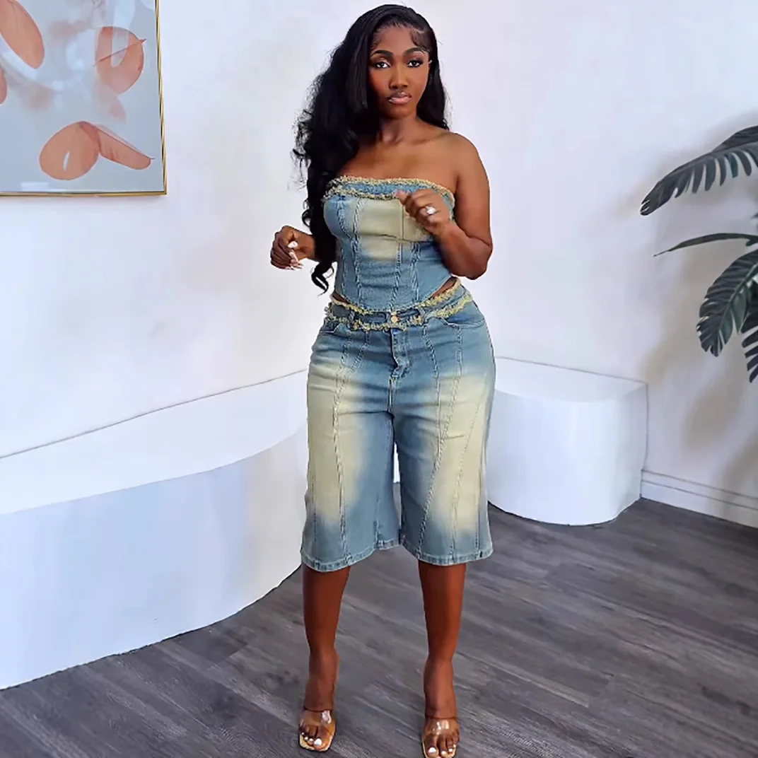 European and American Women's  - مراجعة Women Fashion Jeans Top وسعره
